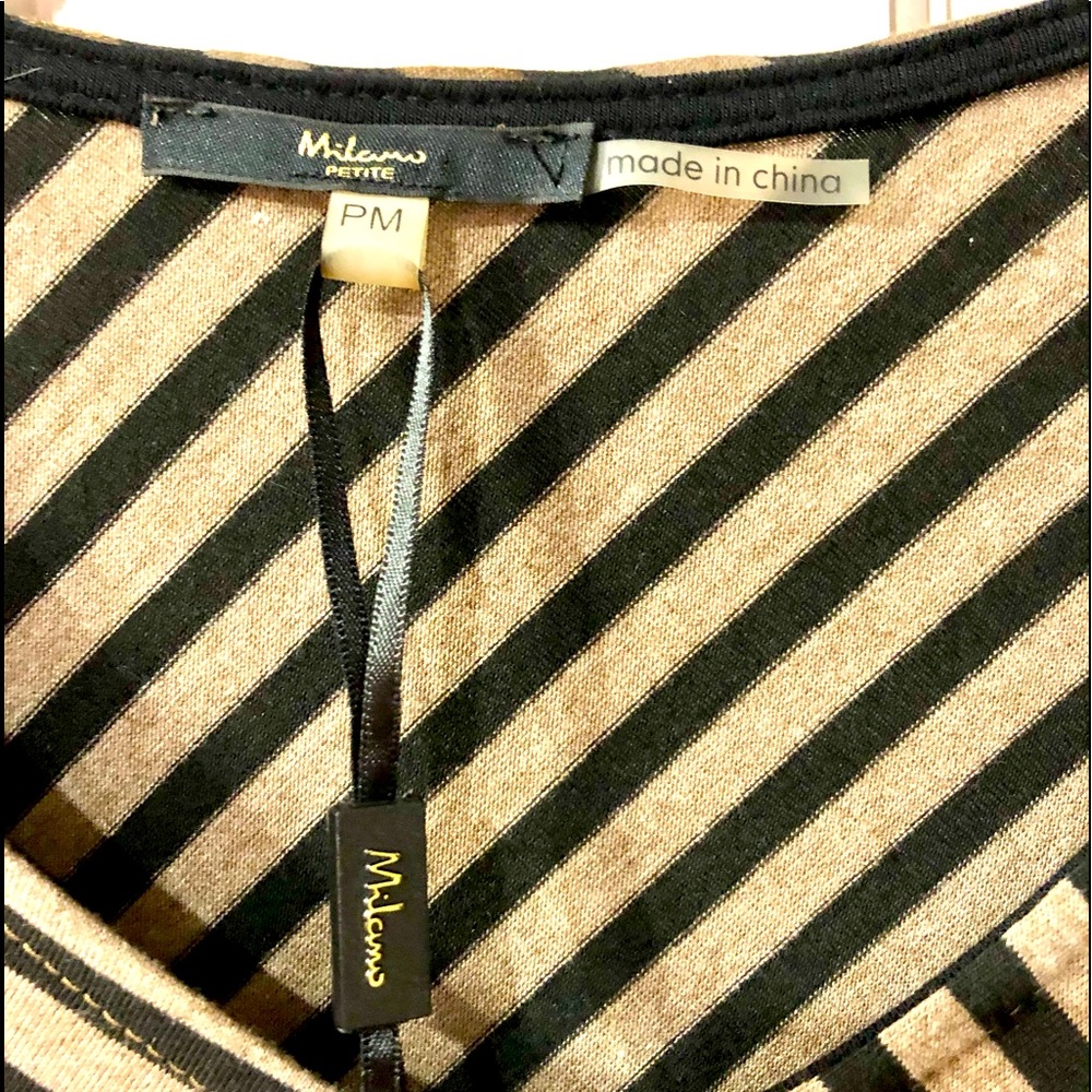 MILANO vintage women’s petite striped geometric blouse size PM EPLC - Picture 3 of 6